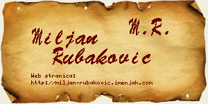 Miljan Rubaković vizit kartica